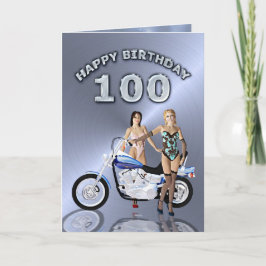 100-årsjubileum med flickor och motorcykel kort