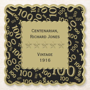 100-årsjubileum: Svarta och Guld Underlägg Papper