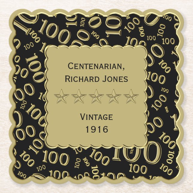 100-årsjubileum: Svarta och Guld Underlägg Papper (Framsida)
