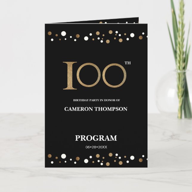 100-årsprogrammet för konetti och guld program (Framsida)