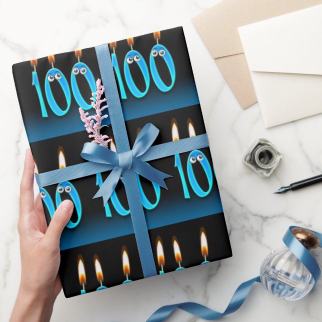 100-årsstearinljus med ögonbollar presentpapper (Gifting)