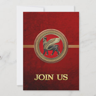 [100] Assyrian Winged Bull: Guld och Black Lamassu