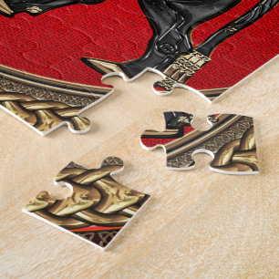 [100] Assyrian Winged Bull: Guld och Black Lamassu Pussel