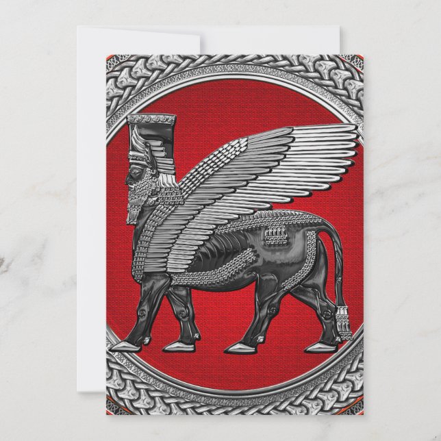 [100] Assyrian Winged Bull: Silver & Black Lamassu (Framsida)