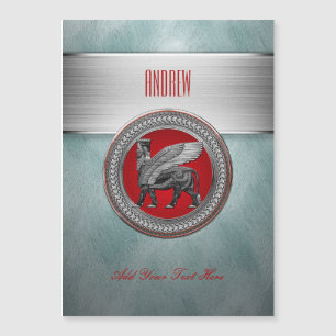[100] Assyrian Winged Bull: Silver & Black Lamassu