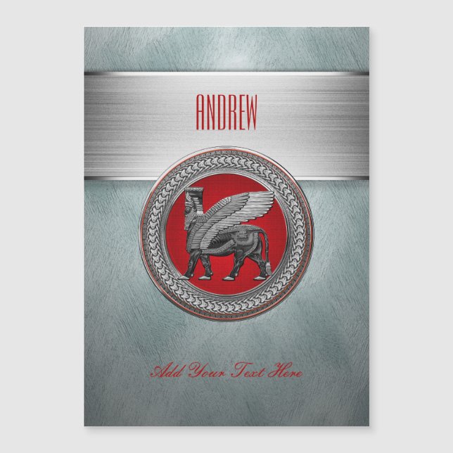 [100] Assyrian Winged Bull: Silver & Black Lamassu (Framsida)
