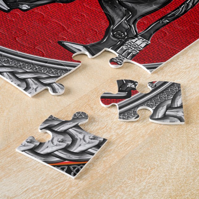 [100] Assyrian Winged Bull: Silver & Black Lamassu Pussel (Sidan)