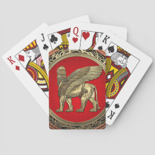 [100] Assyrian Winged Lion - Gold Lamassu Casinokort