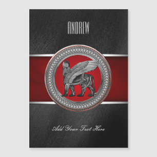 [100] Assyriansk vind Lejon: Guld & Black Lamassu