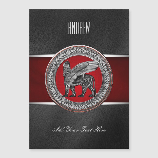 [100] Assyriansk vind Lejon: Guld & Black Lamassu (Framsida)