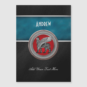 [100] Assyriansk vind Lejon: Guld & Black Lamassu
