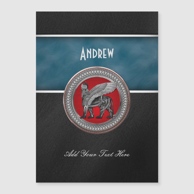 [100] Assyriansk vind Lejon: Guld & Black Lamassu (Framsida)