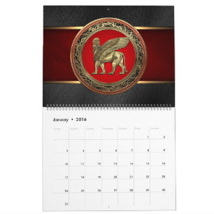 [100] Assyriansk vind Lejon - Guld Lamassu Kalender