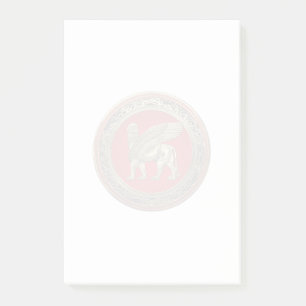 [100] Assyriansk vind Lejon - Guld Lamassu Post-it Block