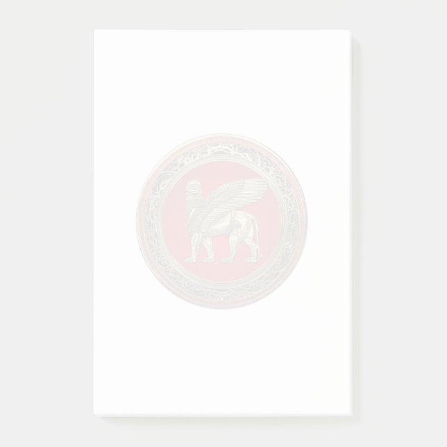 [100] Assyriansk vind Lejon - Guld Lamassu Post-it Block (Framsida)
