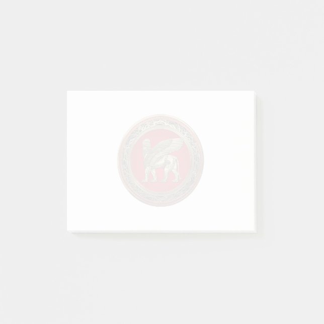 [100] Assyriansk vind Lejon - Guld Lamassu Post-it Block (Framsida)