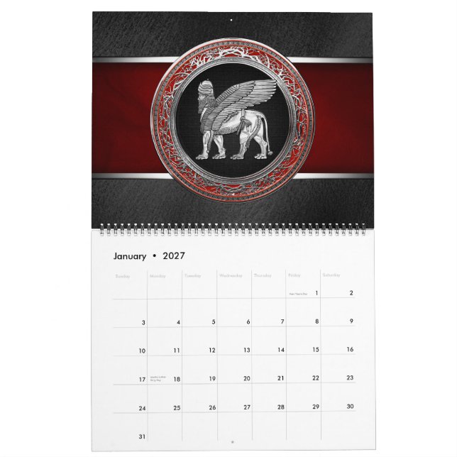 [100] Assyriansk vind Lejon - Silver Lamassu Kalender (Jan 2027)