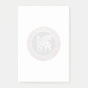 [100] Assyriansk vind Lejon - Silver Lamassu Post-it Block