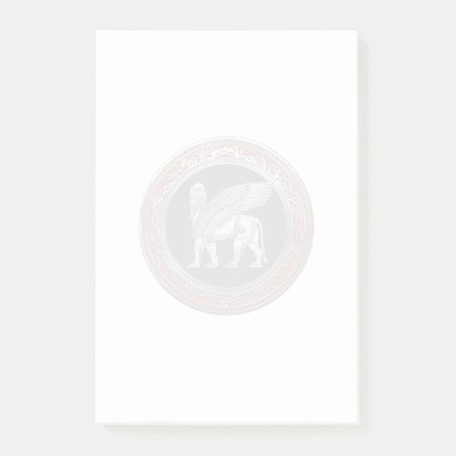 [100] Assyriansk vind Lejon - Silver Lamassu Post-it Block (Framsida)