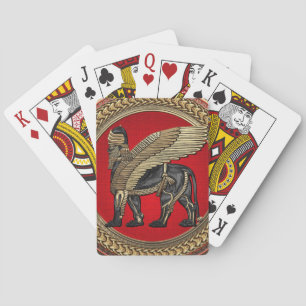 [100] Assyriansk vingel Lejon: Guld & Black Lamass Casinokort