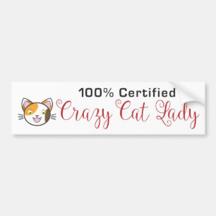 100 % Auktoriserad Crazy Cat Dam Bumper Sticker Bildekal