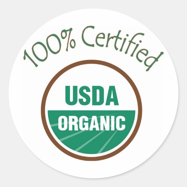 100 % Auktoriserad USDA Organic Stickers Runt Klistermärke (Framsida)