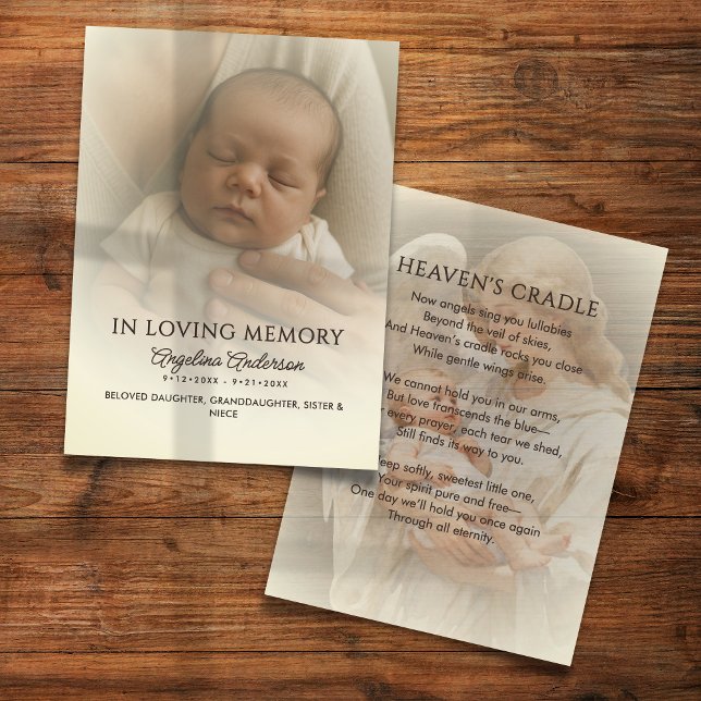 100 Baby Funeral Memorial Photo Prayer Cards Visitkort (Skapare uppladdad)