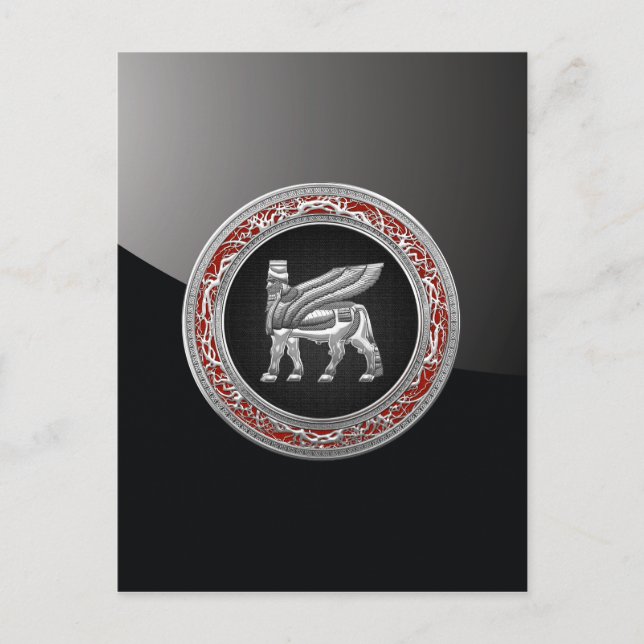 [100] Babyloniska Winged Bull [Silver] [3D] Vykort (Framsida)