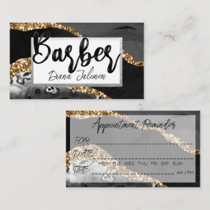 100 Barber Möte påminnelse Black Guld Marble Visitkort