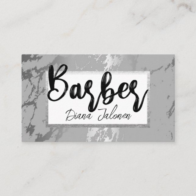 100 Barber Möte påminnelse Grått Marble Visitkort (Framsida)