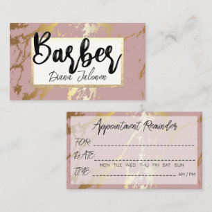 100 Barber Möte Reminder Rosa Marble Visitkort