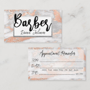 100 Barber Möte Reminder Rosa Marble Visitkort