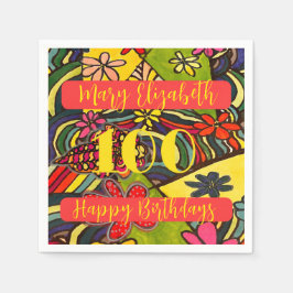 100 Blommigt för födelsedagar Pappersservett