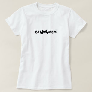 100 % bomull Cat Mamma t-shirt, svart kattgrafik T Shirt
