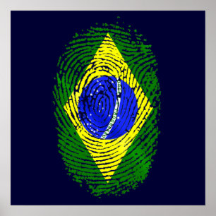 100 % brasil-pride med fingeravtryck från Brasilie Poster