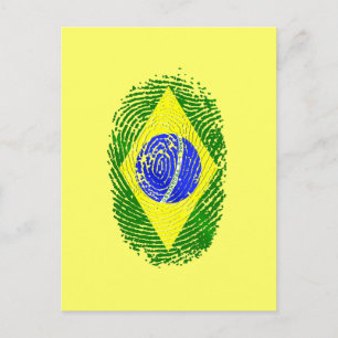 100 % brasil-pride med fingeravtryck från Brasilie Vykort