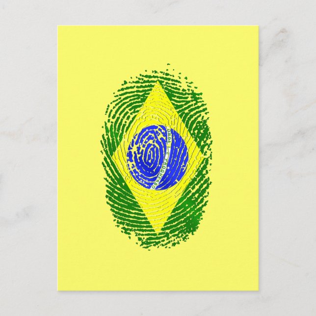 100 % brasil-pride med fingeravtryck från Brasilie Vykort (Framsida)