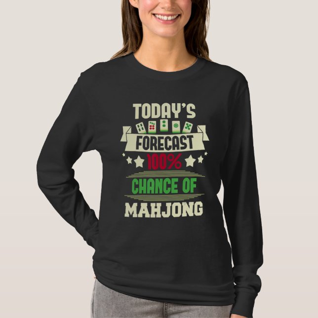 100 Chance of Mahjong Casino Player Gambling Tile T Shirt (Framsida)