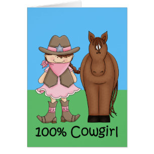 100 % Cowgirl - Brunet Hälsningskort