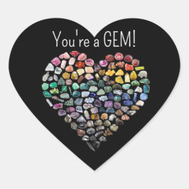 100+ Crystals Gems Minerals Valentines day Heart Hjärtformat Klistermärke