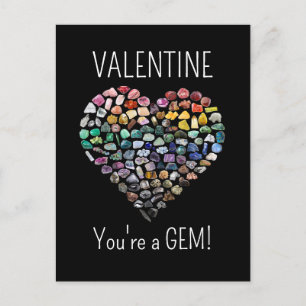 100+ Crystals Gems Minerals Valentines day Heart Vykort