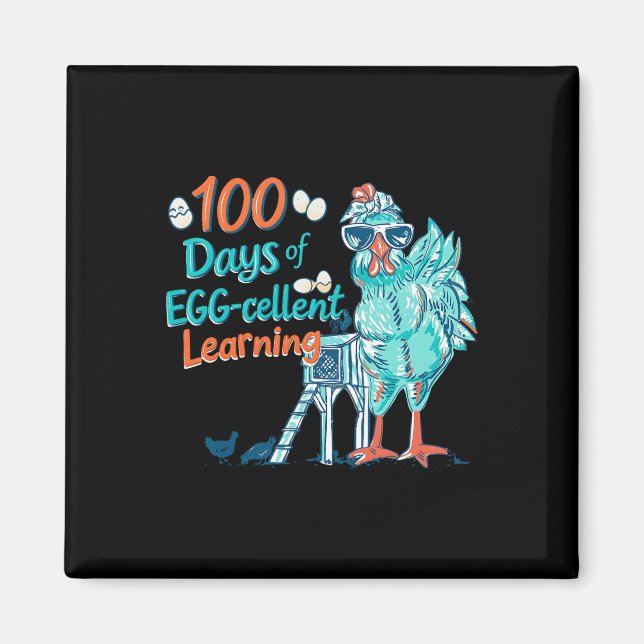 100 dagar ägg-extra smartare lärare barn 100:e dag magnet (Framsidan)