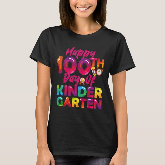 100 dagar alla Student Lärare Lycklig 100 KI-dagen T Shirt (Framsida)