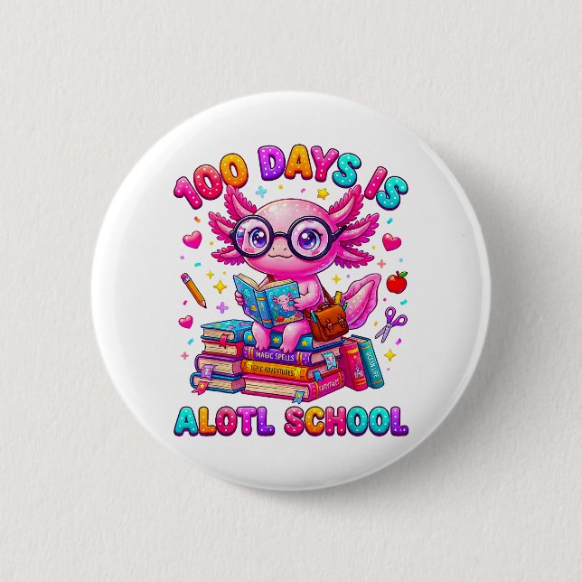 100 dagar är Alotl School Axolotl Girls  Knapp (Framsida)
