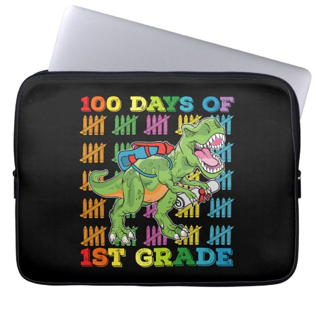 100 dagar av 1:a klass T Rex dinosaurieskola Laptop Fodral (Framsidan)