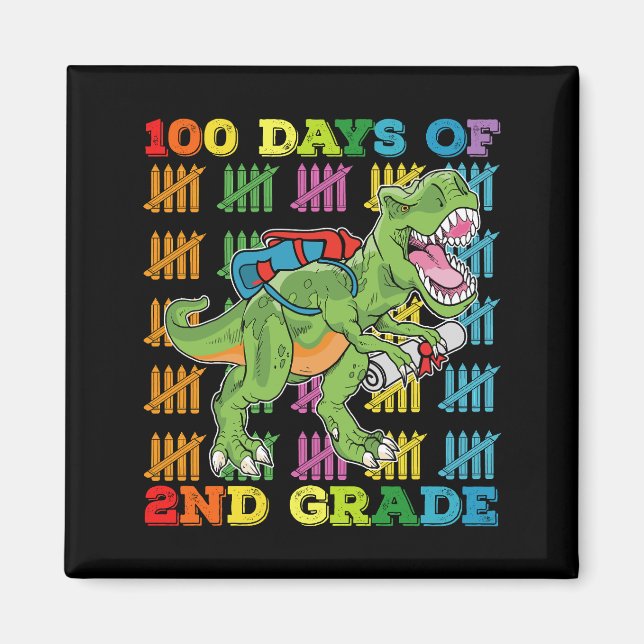 100 dagar av 2:a klass T-Rex dinosaurieskola Magnet (Framsidan)