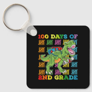 100 dagar av 2:a klass T Rex dinosaurieskola Nyckelring