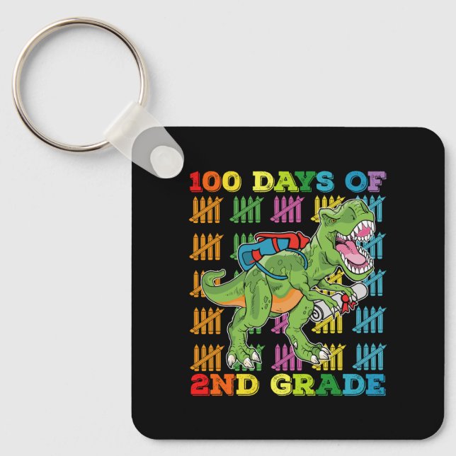 100 dagar av 2:a klass T Rex dinosaurieskola Nyckelring (Framsida)