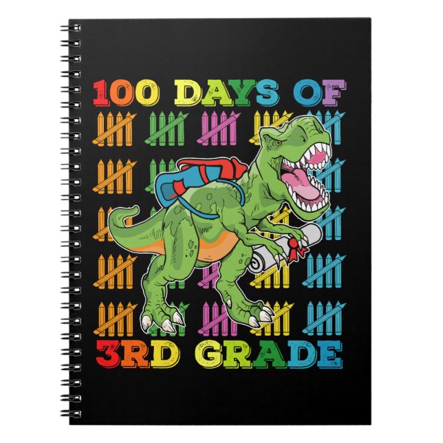 100 dagar av 3:e Klass t Rex Dinosaur-skolan Anteckningsbok (Framsidan)