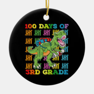 100 dagar av 3:e klass T Rex dinosaurieskola Julgransprydnad Keramik